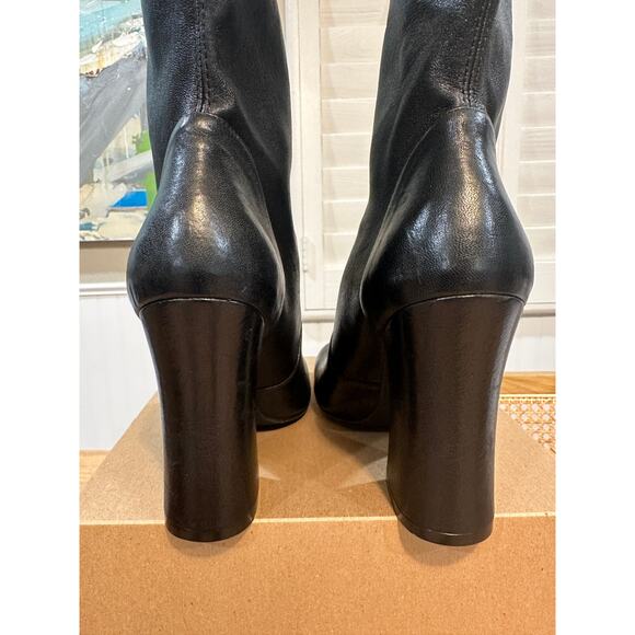 Stuart Weitzman Curveblock 100mm Black Booties Lambskin Leather Size 9.5 NWOB - Picture 11 of 15